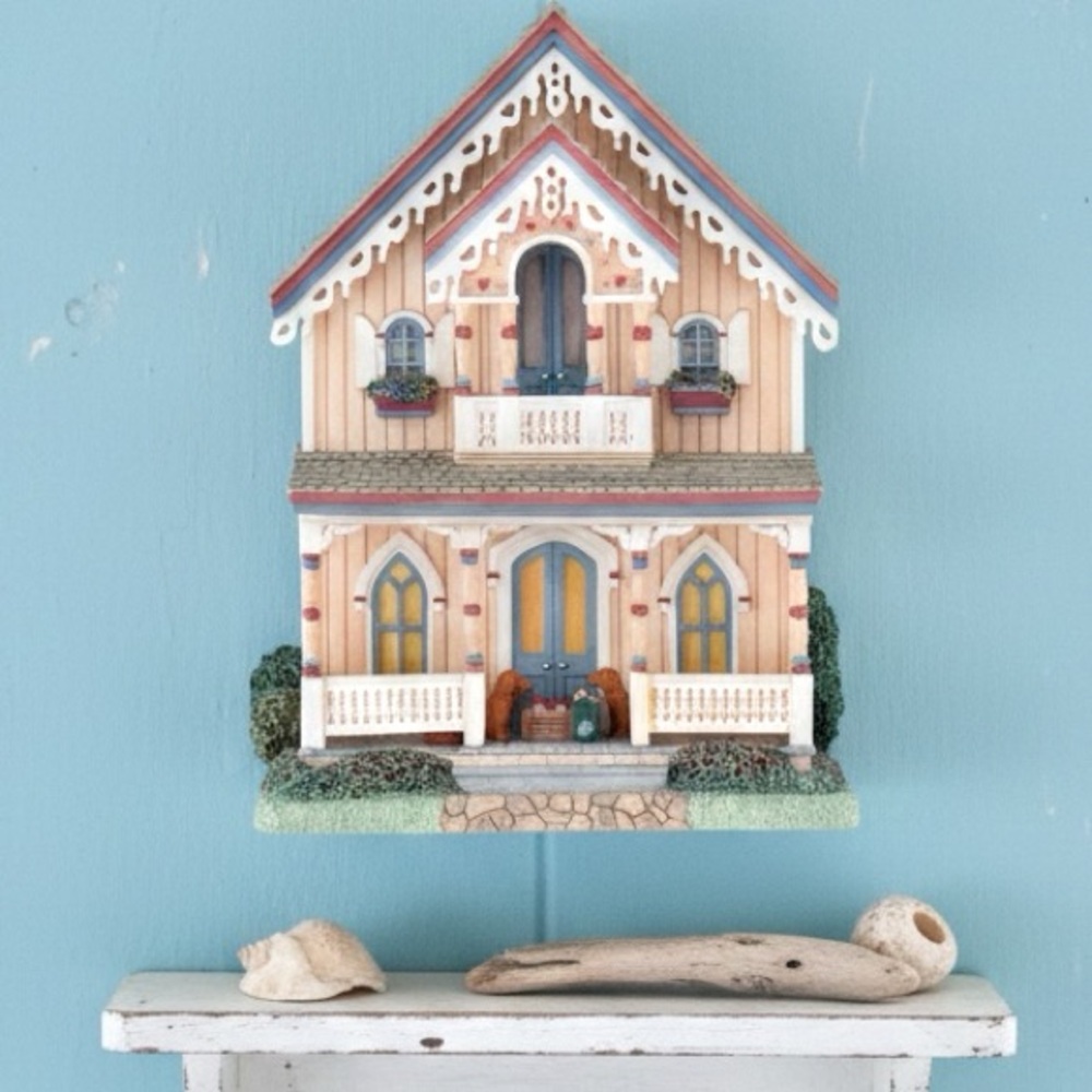 Brian Baker Martha’s Vineyard Cottage Wall Mantel Sculpture Hand Painted Vintage - Picture 15 of 16
